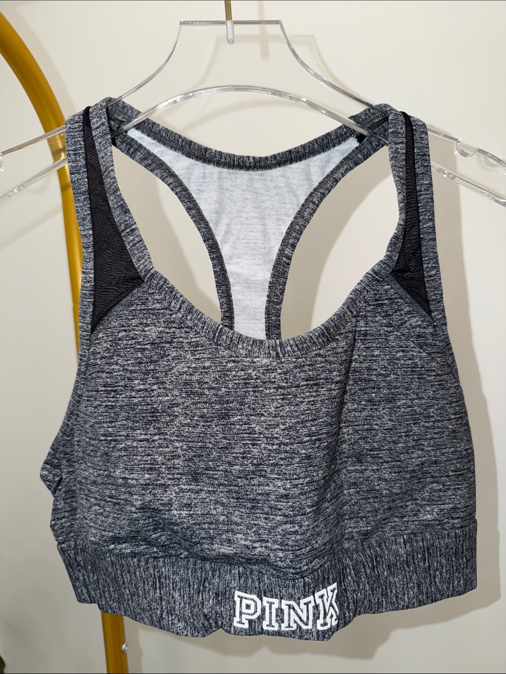PINK Victoria's Secret Gray Marled Racerback Sports Bra